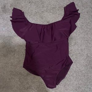 Purple one-piece swimsuit